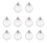 Amosfun 10pcs Mini Silver Fillable Plastic Ball Charms with Hanging Caps for DIY Jewelry Making and Christmas Decorations, Easy to Store Unique 8mm Pendant Ornaments
