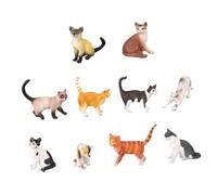 Amosfun 10pcs Miniature Cat Figurines Lightweight Realistic Animal Statues for Home Decor Photo Props Fall-resistant Decorative Models