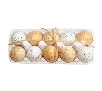 Amosfun 10pcs Plastic Easter Eggs Fake Speckled Easter Eggs in Egg Carton Easter Tree Ornaments Hanging Decor Easter Party Favor for Kid Art Crafts Supplies(Random Color)