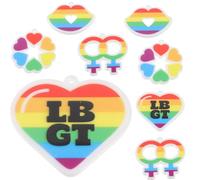 Amosfun 10pcs Rainbow Pride Keychains Metal Keyring Charms Birthday Party Favors Backpack Hanging Pendants DIY Bag Accessories for Pride Month Random Style