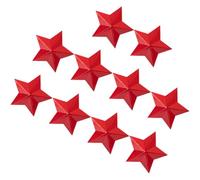 Amosfun 10pcs Red Aluminum Five-pointed Star Brooches 4cm Pentagram Badge Souvenir Pins Retro Metal Fashion Accessories for Memorial Day and Travel