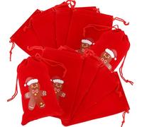 Amosfun 10pcs Red Velvet Drawstring Bags Christmas Treat Bags for Storing Souvenirs and Pocket Watches Reusable Easy to Close with Classic Elegant Style for Holiday Party Favour