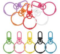 Amosfun 10pcs Rotatable Rings Buckle Lobster Claw Clasp Zinc Alloy Assorted Color Smooth Keyrings for Crafting Prevent Keys from Being Lost Decorations Bags Accessories Random Color