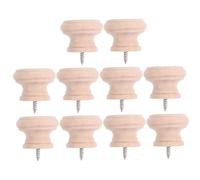 Amosfun 10pcs Solid Wood Drawer Knobs with Self Tapping Screws Round Cabinet Pulls for Dressers Wardrobes Kitchen Cupboards Natural Finish Handles for Easy Installation