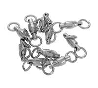 Amosfun 10pcs Stainless Steel Barrel Fishing Swivels Connector with Single Ring Welded Ends 15mm Lightweight Saltwater Fishing Gear Terminal Tackle Accessory