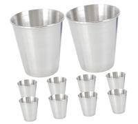 Amosfun 10Pcs Stainless Steel Drink Cups Multi-Function Portable Wine Tumbler for Camping Whiskey Cocktails Water Lightweight