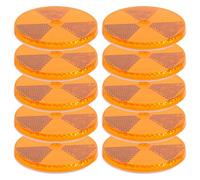 Amosfun 10pcs Yellow Road Safety round Reflective Warning Markers Plastic Reflectors for Driveway Motorcycle Bicycle Scooters Night Visibility