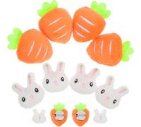 Amosfun 12 Pcs Plush Cartoon Bunny Brooch Pin Set White Thread Carrot Pins Decorative for Women’s Clothing and Easter Accessories