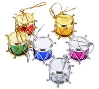 Amosfun 12pcs 2cm Glitter Mini Drum Christmas Tree Hanging Ornaments Pendant Decoration for Christmas Holiday Wedding Party (Assorted Colors)