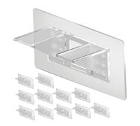 Amosfun 12pcs Adhesive Shelf Support Pegs Non Drilling Holders for Kitchen Cabinets Sturdy Wall Mounted Shelf Brackets Transparent Design for Easy Layering and Organization