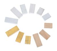 Amosfun 12pcs Density Block Set Brass Aluminum Iron Wood Rectangular Cubes for Science Education Teaching Gravity Measurement Classroom Display