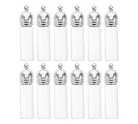 Amosfun 12pcs Glass Wish Bottle Pendant Mini Cylinder Bottle Keychains 35x11mm Portable Aromatherapy Travel-friendly Companion Silver Zinc Alloy Hanging Hole for Daily Outings Christmas