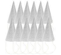 Amosfun 12pcs Glitter Party Hats, Paper Cone Hats with Elastic Bands, Unisex Celebration Party Headwear Photo Props for Birthday, New Year, Christmas