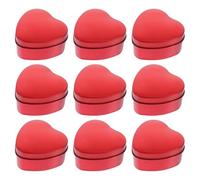 Amosfun 12pcs Heart Shaped Wedding Candy Boxes for Candies and Biscuits, Red Tinplate with Roll Edge Design, Lightweight Decorative Storage Boxes for Wedding Favour Packing