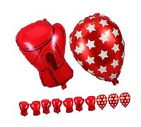 Amosfun 12pcs Inflatable Boxing Glove Balloons and Sandbag Wrestling Party Supplies Bright Red Boxing Party Decorations for Boys Birthday Sport Themed Favors