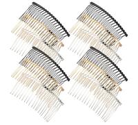 Amosfun 12pcs Metal Hair Side Combs 20-teeth French Twist Clips Matte Black Gold Silver for DIY Hairstyling Bridal Wedding Veil Accessories