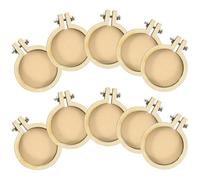 Amosfun 12pcs Mini Oval Round Wooden Embroidery Hoops 3x2.5cm Small DIY Cross Stitch Frames Pendant Craft Circles for Sewing Decoration