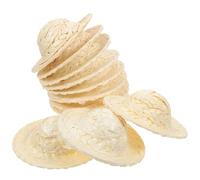 Amosfun 12pcs Mini Woven Straw Hats, 8cm Knitting Miniature Doll Straw Hats for Doll Decor, Diy Crafts Decoration Accessories, Mini House Garment Decor And Photo Props