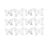 Amosfun 12pcs Mirror Butterfly Wall Stickers Glitter Removable Wall Decals for Wedding and Birthday Decorations Silver Hollow Design for Boys and Girls Room Decor for Nursery and Party