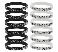 Amosfun 12pcs Music Note Silicone Wristband Bracelets for Outdoor Events and Back to School, Soft and Comfortable Lightweight Wristlets with Unique Music Design, for Concerts, Festivals,