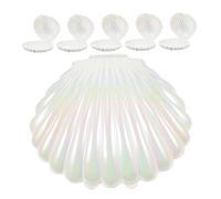 Amosfun 12pcs Pearl White Seashell Candy Boxes Plastic Party Favor Containers Small Jewelry Storage Boxes with Lids for Wedding and Event Decoration
