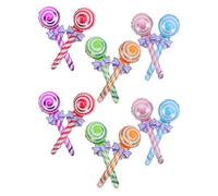 Amosfun 12pcs Round Lollipop Balloons Jumbo Candy Theme Party Decorations Inflatable Festival Props for Birthday Wedding Christmas Carnival Easy to Inflate and Hang