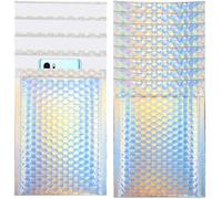 Amosfun 12pcs Self-Adhesive Holographic Bubble Mailers Padded Shipping Bags Small Air Cushion Envelopes for Packaging and Mailing Fragile Items