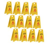 Amosfun 12pcs Slide The Warning Sign Carefully Doll House Slippery Floor Education Miniature Floor Warning Sign Realistic Caution Dollhouse Wet Plastic