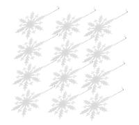 Amosfun 12pcs Snowflake Ornaments White Snowflake Ornaments for Crafts Winter Bulk Hanging Artificial Christmas Winter Decorations Pvc
