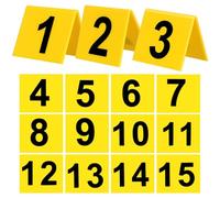 Amosfun 15 Pcs Acrylic Restaurant Table Number Markers with High Visibility Yellow Black Design Multi-Function Evidence and Game Supplies for Crime Scene Party Classroom Office