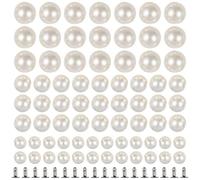 Amosfun 150pcs Pearl Rivets Studs Set 6/8/10mm Faux Pearls Buttons for Fabric Bridal Veil Hat Shoe Bag DIY Craft Accessories