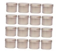 Amosfun 16Pcs Aluminum Cosmetic Cans Round Tea Storage Tin Boxes Lightweight Refillable Travel Containers for Creams Balms and Body Lotion