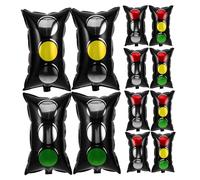 Amosfun 16pcs Red Yellow Traffic Light Foil Balloons for Car Party Backdrop Reusable Transportation Party Favor Decorations with Photo Props for Race Car Birthday Celebration