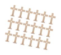 Amosfun 18pcs Small Wooden Crosses for Easter and Baptism Compact Religious Table Centerpiece Decorations with Timeless Design Portable Spiritual Symbols for Church Wedding and Christian