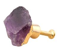 Amosfun 1PC Natural Amethyst Stone Furniture Door Knob, Smooth Edges Purple Gem Door Handle with Screw, Healing Crystal Pull Handles for Cabinet Cupboard Replacement