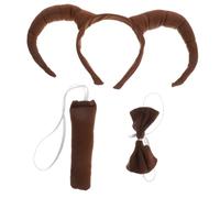 Amosfun 1Set Halloween Antelope Horn Headband Realistic Plush Costume Accessories for Adults for Parties Cosplay and Themed Celebrations Lamb Dress Up Essentials