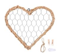 Amosfun 1set Willow Woven Garland Heart Shaped Picture Hanger Vintage Art Display Frame for Home Wall Decoration for Living and Bedroom Decor Charming Photo Storage Rack Multipurpose Floating Frame