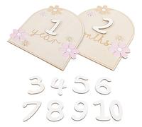 Amosfun 1set Wooden Cards Monthly Growth Markers Decorative Photo Props for Special Moments Wood for Photography and Keepsakes