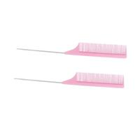 Amosfun 2 Pcs Carbon Fiber Rat Tail Comb Set with Stainless Steel Tip, Fine Tooth Hairdressing Combs for Styling and Braiding, Pink Hair Tools for Salon and Barber Use