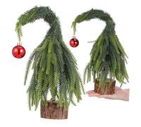 Amosfun 2 Pcs Mini Tabletop Christmas Tree Nordic Artificial Pine with Weighted Base PE and Material Small Festive Decoration for Home Office Classroom