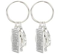 Amosfun 2 Pieces Engineer Key Design for Chain Creative Computer Science Graduation Pendant DIY Jewellery Ring Necklace Fashion Technology Craft Shaped Keychain Plated