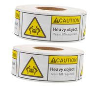 Amosfun 2 Rolls Caution Heavy Object Stickers Shipping Labels with Strong Adhesive for Heavy Package Team Lift Warning Logistics Packing