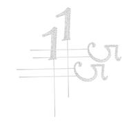 Amosfun 2 Sets Birthday Cake Topper with Silver Rhinestones Elegant Number Decoration for Anniversary Wedding and Party Celebrations Easy to Insert and Reusable Cake Decoration
