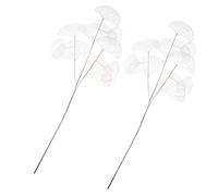 Amosfun 2 x White Artificial Ginkgo Leaves Stems Autumn Leaf Spray Autumn Leaves Picks Green Shrubs Faux Plastic Plant Stems Green Plant Bouquet Wreath Picks for Vase,64X16CM