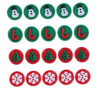 Amosfun 20 Pcs Christmas Buttons Mix Snowman Buttons Flat Plastic Decorative Alabaster Accessories for DIY Clothes