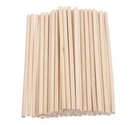 Amosfun 200pcs Crafts Round Stick Wood Crafts Wood Rod Candy Making Sticks Paint Small Decorative Lollipop Beige