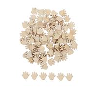 Amosfun 200pcs Handshaped Wooden Pieces Palmshaped Cutouts Natural Wood Beige Blank Surface Easy Handling Rustic Charm Unique Design Photography Props for DIY Enthusiasts and Ages