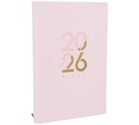 Amosfun 2026 A5 Pink Soft Leather Daily Work Planner 1 Page Per Day Schedule Book Appointment Organizer for Office and Personal Use