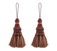 Amosfun 20cm Red Tassel Pendants 2PCS for Crafts and Home Decor, Polyester Tassels for Bookmark, Curtain Decoration, Jewellery Making and Keychain Accessories
