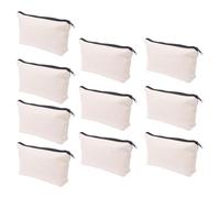 Amosfun 20pcs Beige Canvas Zipper Pencil Case Coin Purse Multipurpose Stationery Pouch Portable Pen Storage Bag for Travel and Daily Use Random Color